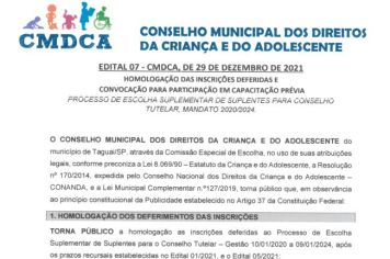 CMDCA - HOMOLOGAÇÃO DAS INSCRIÇÕES