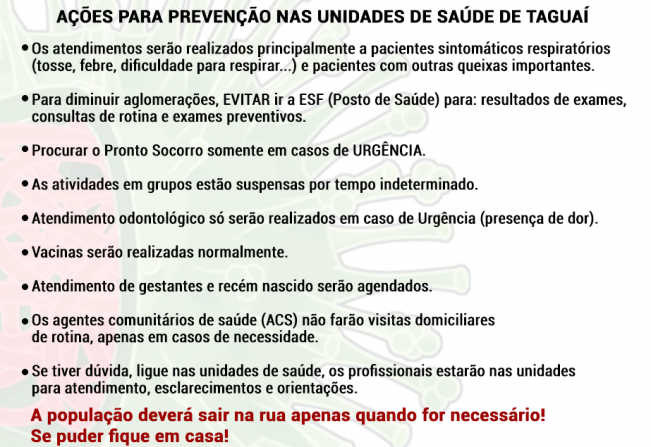 UBSs de Taguaí na luta contra a COVID-19 (coronavírus)